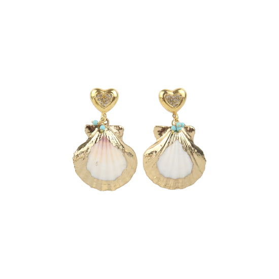Heart Shell Pavé Diamond Earrings