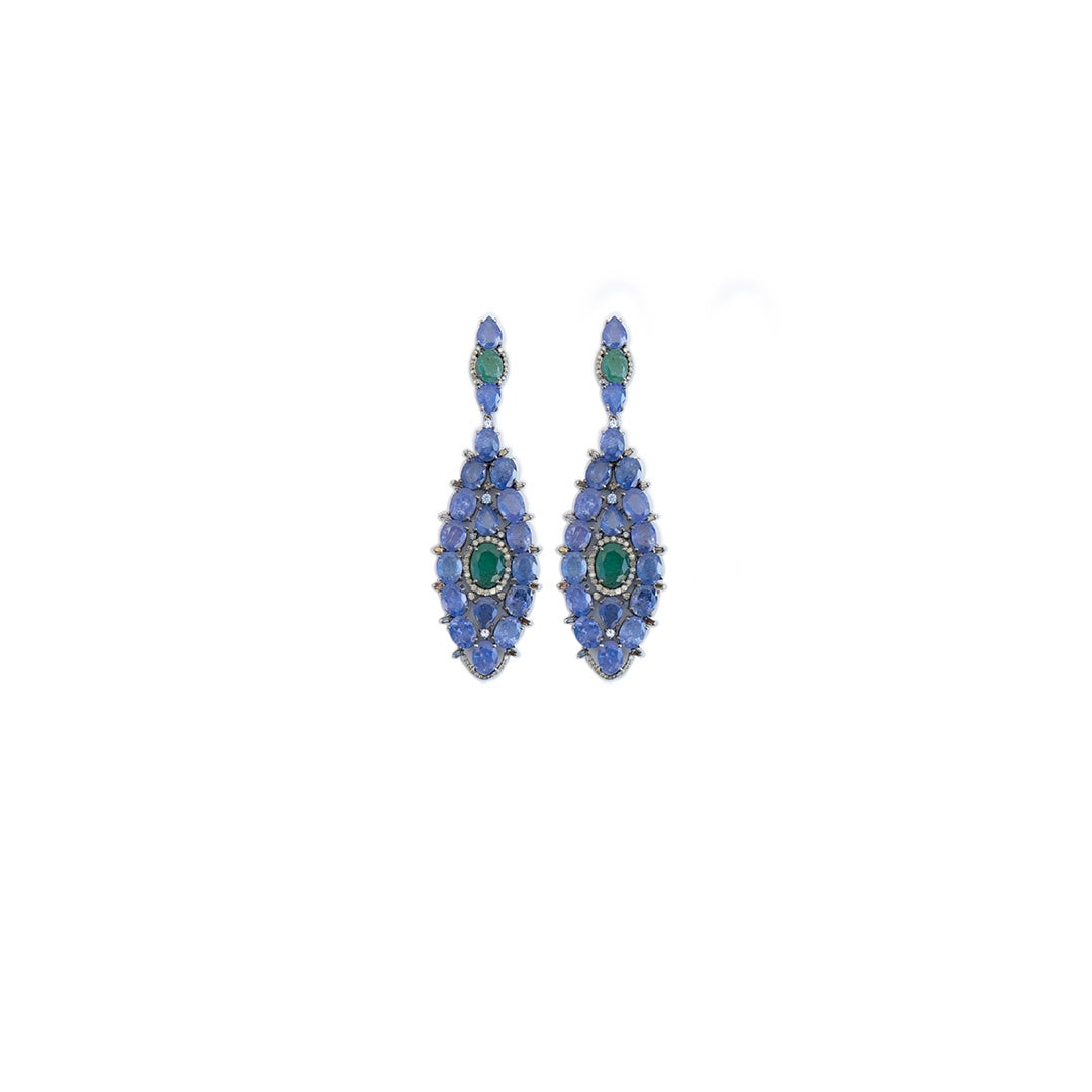 Lolite & Emerald Pavé Earrings