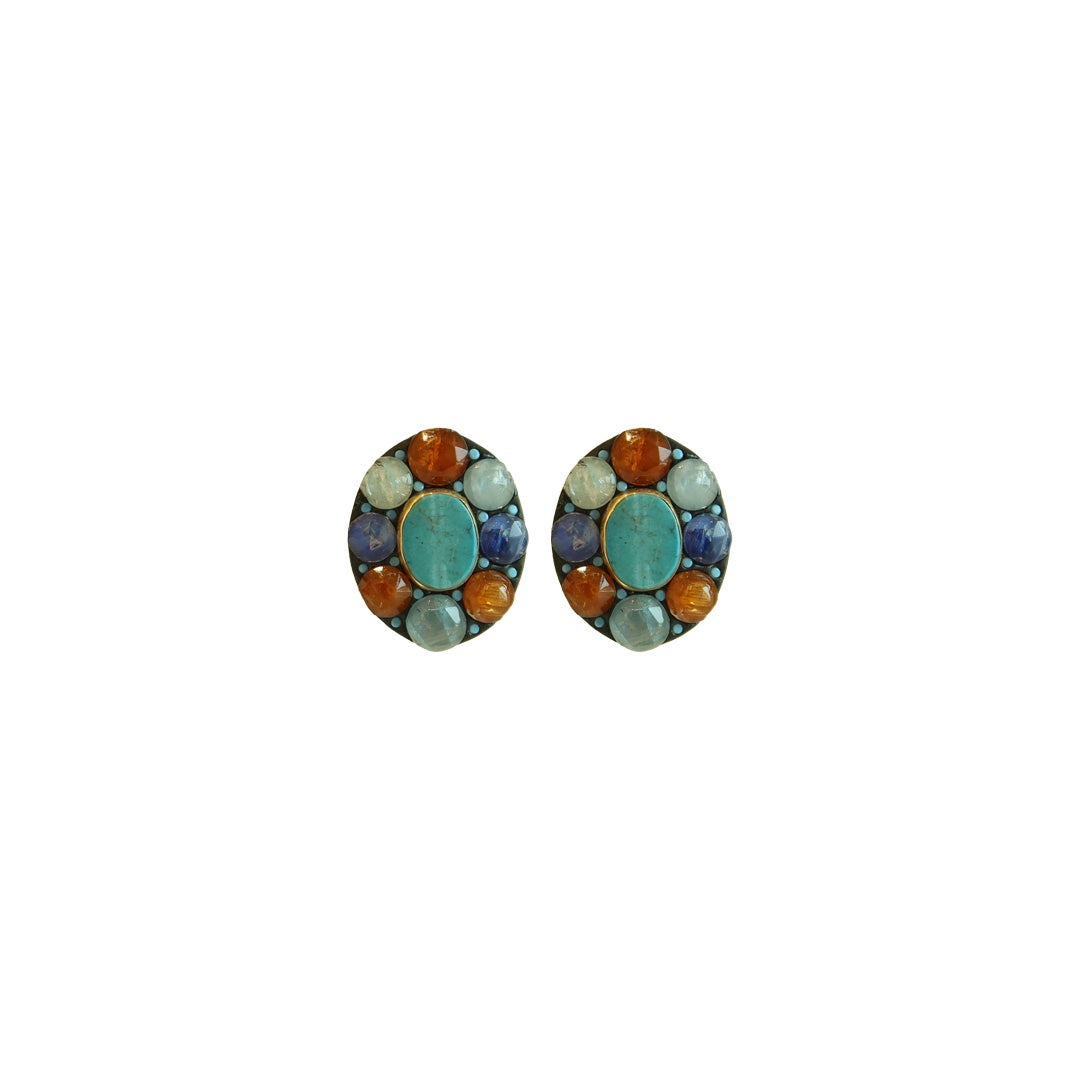 Oval Mixed Stone Earrings