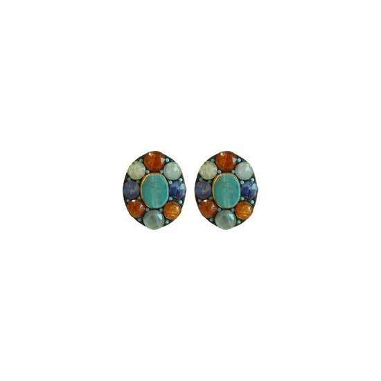 Oval Mixed Stone Earrings