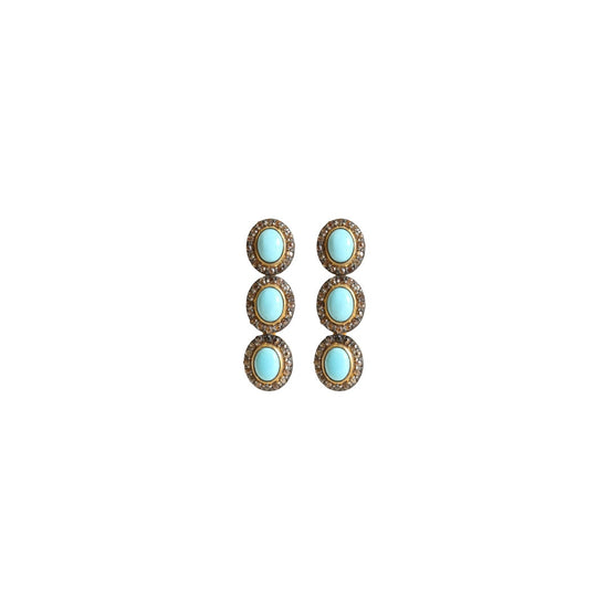 Turquoise Cabochon Trio Earrings