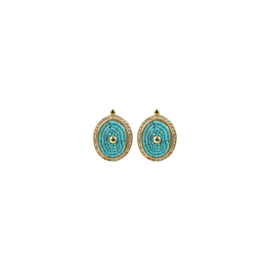 Mosaic Inspired Turquoise Pavé Earrings