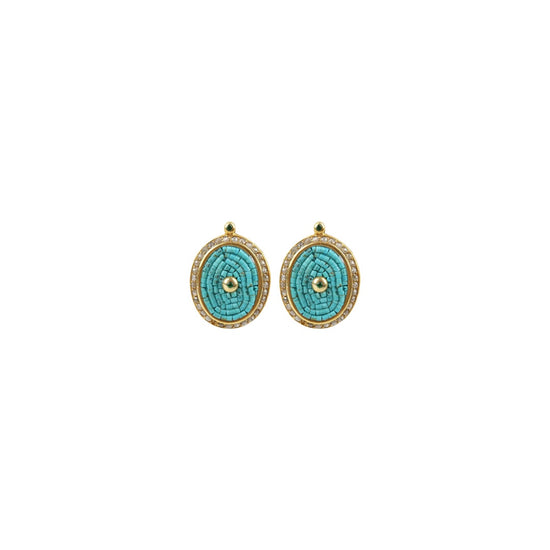 Mosaic Inspired Turquoise Pavé Earrings