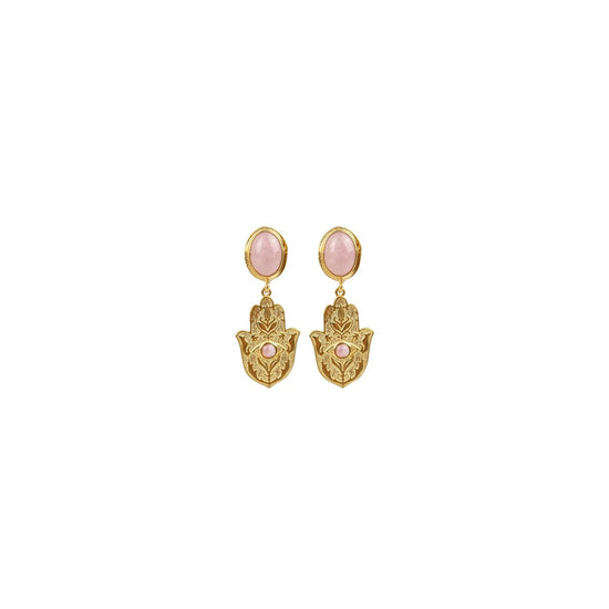 Khamsa Rose Quartz Earrings