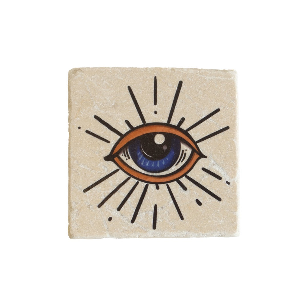 Evil Eye Natural Marble Coaster