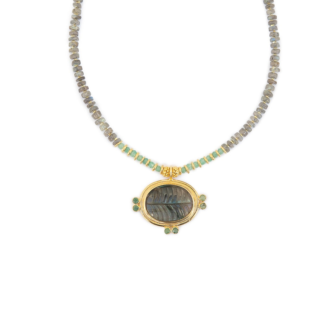 Labradorite & Emerald MC Necklace