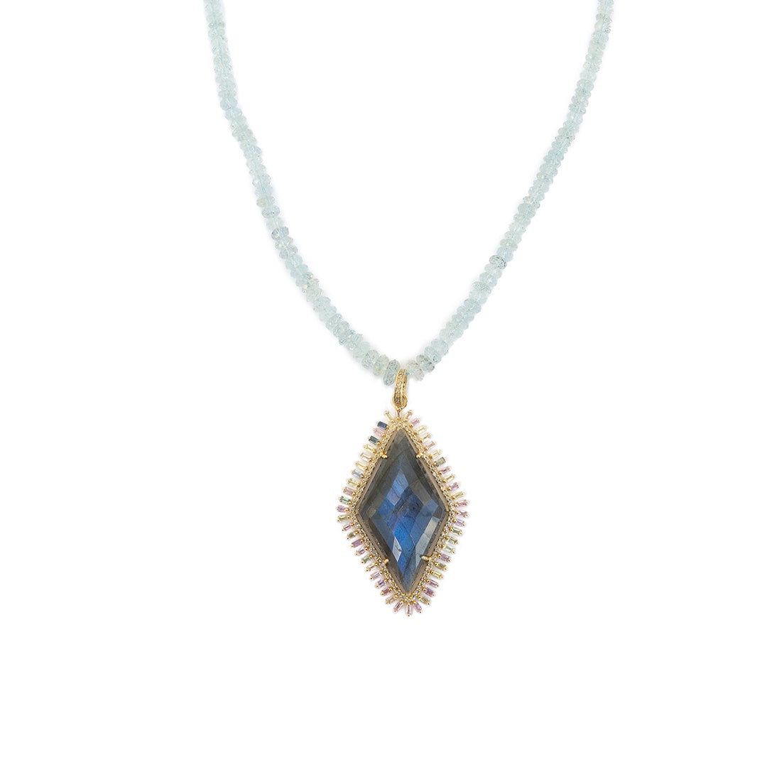 Labradorite & Aquamarine Pavé Necklace