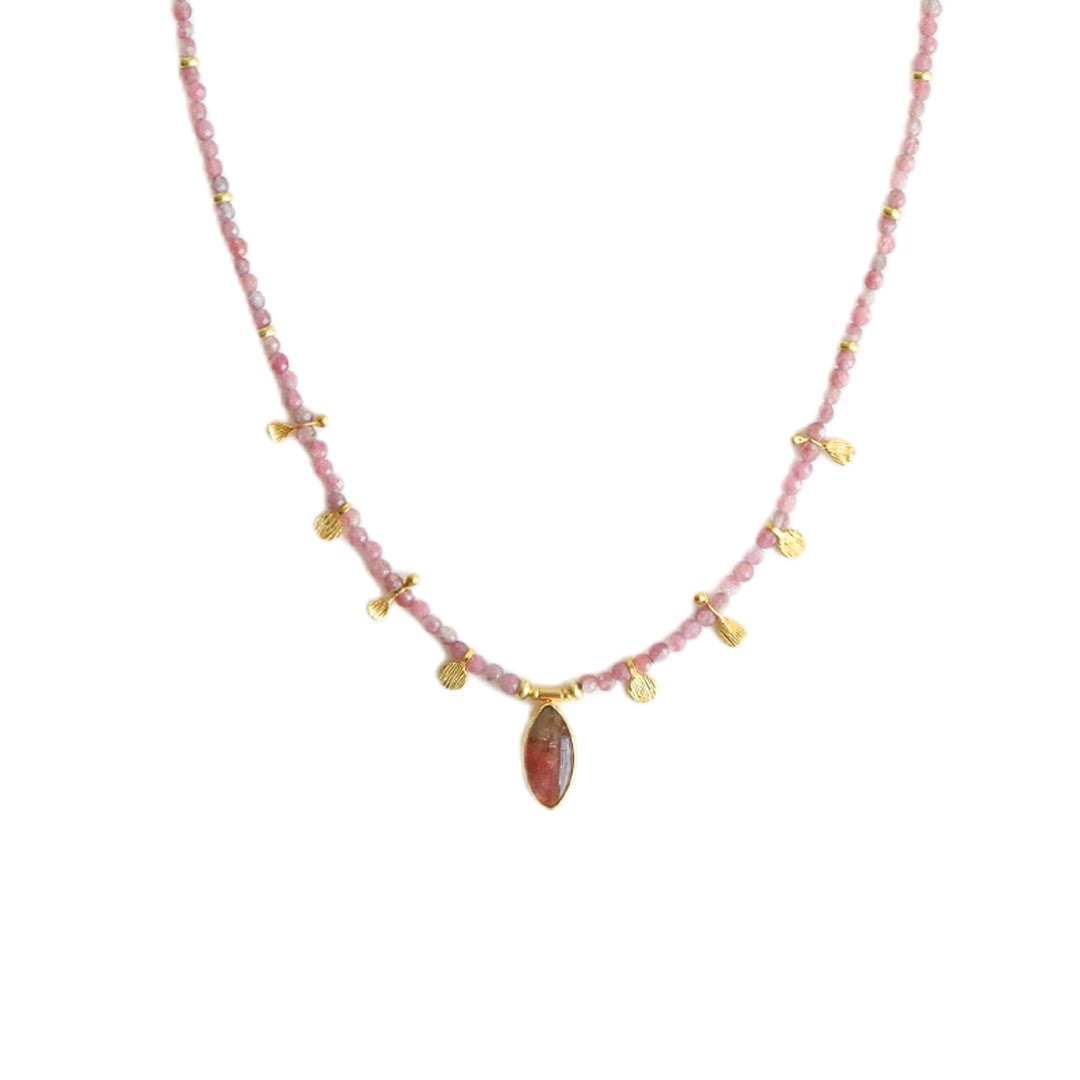 HWL Pink Quartz Drop Necklace