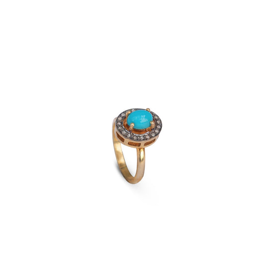 Classic Turquoise + Pavé Diamond Ring
