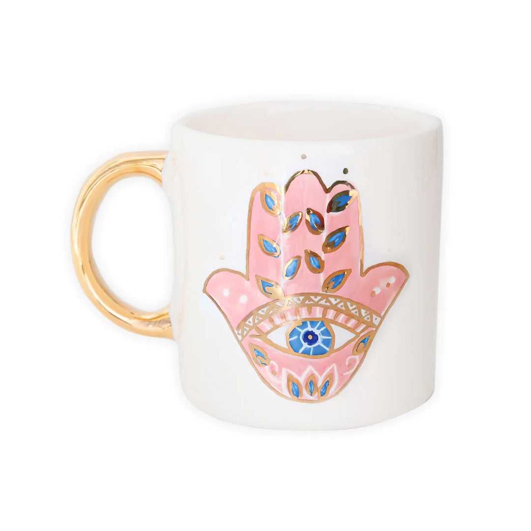 Pink Eye Khamsa Ceramic Mug